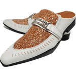 Babuche Masculino Em Couro Social Executivo Branco Memento Dubai Collection Ref: 1023 Branco
