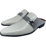 Babuche Masculino Em Couro Social Executivo Branco Peace Dubai Collection Ref: 1030 Branco