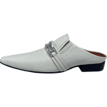 Babuche Masculino Em Couro Social Executivo Branco PhD Dubai Collection Ref: 1031 Branco