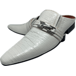 Babuche Masculino Em Couro Social Executivo Branco PhD Dubai Collection Ref: 1031 Branco