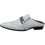 Babuche Masculino Em Couro Social Executivo Branco Optical Dubai Collection Ref: 1032 Branco