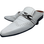 Babuche Masculino Em Couro Social Executivo Branco Optical Dubai Collection Ref: 1032 Branco