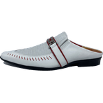 Babuche Masculino Em Couro Social Executivo Branco Poptical Dubai Collection Ref: 1037 Branco