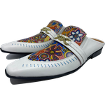 Babuche Masculino Em Couro Social Executivo Branco Flowers Dubai Collection Ref: 1040 Branco