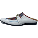 Babuche Masculino Em Couro Social Executivo Branco Flowers Dubai Collection Ref: 1040 Branco