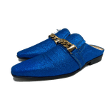 Babuche Masculino Dubai em Couro Social Executivo em Couro - Azul - Schwarcz Ref: 1042 Azul