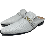 Babuche Masculino Em Couro Social Executivo Branco Dots Dubai Collection Ref: 1044 Branco