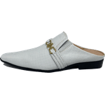 Babuche Masculino Em Couro Social Executivo Branco Dots Dubai Collection Ref: 1044 Branco