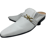 Babuche Masculino Em Couro Social Executivo Branco Dots Dubai Collection Ref: 1044 Branco