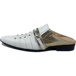 Babuche Masculino Em Couro Social Executivo Branco Golden Dubai Collection Ref: 1045 Branco