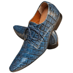 Sapato Masculino Italiano Em Couro Azul Bezos Ref: 1089 Azul