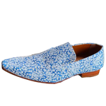 Sapato Masculino Italiano Em Couro Azul Floral Ref: 1109 