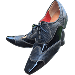 Sapato Masculino Italiano em Couro Social Executivo Preto Line Bico Fino Ref: 1173 Preto