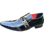 Sapato Masculino Italiano em Couro Social Executivo Preto Bassline Bico Fino Ref: 1174 Preto