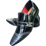 Sapato Masculino Italiano em Couro Social Executivo Preto Life Bico Fino Ref: 1175 Preto