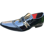 Sapato Masculino Italiano em Couro Social Executivo Preto Agent Bico Fino Ref: 1176 Preto