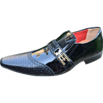 Sapato Masculino Italiano em Couro Social Executivo Preto Giants Bico Fino Ref: 1178 Preto