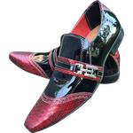 Sapato Masculino Italiano em Couro Social Executivo - Vermelho - Cobra Ref: 1181 Vermelho