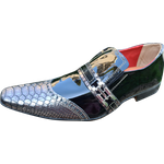 Sapato Masculino Italiano em Couro Social Executivo Prata Cobra Ref: 1182 Prata