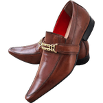 Sapato Masculino Em Couro Social Executivo Marrom Cheval Italian Collection Ref: 1194 Marrom