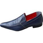 Mocassim Italiano em Couro Azul Frisado Ref: 1195