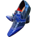 Sapato Masculino Italiano em Couro Social Executivo Dostoievski Ref: 1199 Azul