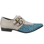 Sapato Masculino Italiano Em Couro Azul Shells Ref: 7100 Azul
