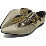 Sapato Masculino Em Couro Social Executivo Golden Off White Ref: 7116 Dourado