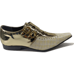 Sapato Masculino Em Couro Social Executivo Golden Off White Ref: 7116 Dourado