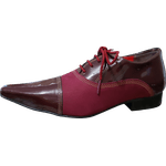 Sapato Masculino Italiano Couro Verniz e Nobuck Vinho Ref: 667