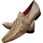 Sapato Masculino Italiano Em Couro Brilhante Dourado