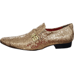 Sapato Masculino Italiano Em Couro Brilhante Dourado