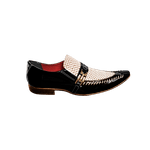 Sapato Masculino Italiano Em Couro Preto Com Branco Trice