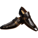 Sapato Masculino Italiano Em Couro Marrom Avestruz