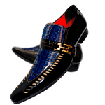 Sapato Masculino Italiano Em Couro Jacaré Azul