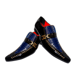 Sapato Masculino Italiano Em Couro Jacaré Azul