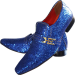 Sapato Masculino Italiano Em Couro Azul Brilhante Gliter