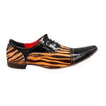 Sapato Masculino Italiano Em Couro Tigre Com Pelo Oxford