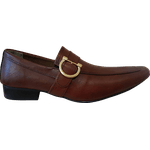 Sapato Masculino Italiano Couro Marrom Fivela Ferradura