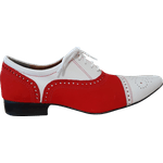 Sapato Masculino Italiano Couro Branco e Camurça Vermelho