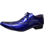 Sapato Masculino Italiano Couro Azul Metálico Verniz