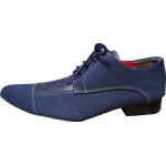 Sapato Masculino Italiano Couro Azul Camurça