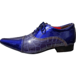 Sapato Masculino Italiano Couro Azul Verniz Com JacaréRef: 644 Outlet