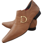 Sapato Masculino Italiano Em Couro Caramelo Bico Alongado Ref: 670