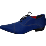 Sapato Masculino Italiano Em Couro Azul Fosco Bico Fino