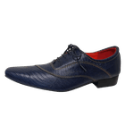 Sapato Masculino Italiano Em Couro Azul Escamado