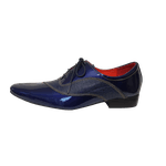 Sapato Masculino Italiano Em Couro Azul Verniz
