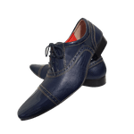 Sapato Masculino Italiano Em Couro Azul Fosco