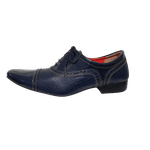 Sapato Masculino Italiano Em Couro Azul Fosco