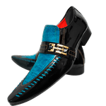 Sapato Masculino Italiano Em Couro Azul Vancouver